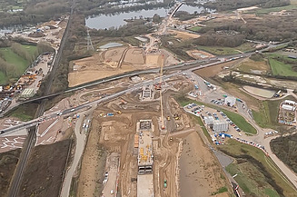 Aeiral image of Harvil Road under construction