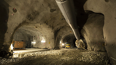 Junction inside the tunnel with lighting 