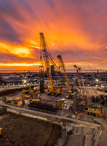 Sunset at the Victoria Road Crossover Box with London in the background