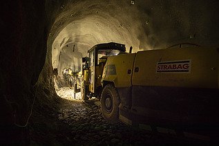 image inside the tunnel with STRABAG machinery