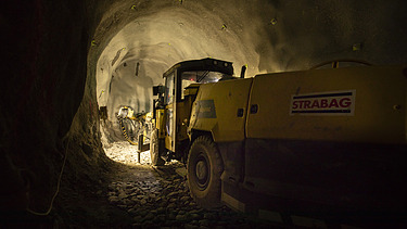 image inside the tunnel with STRABAG machinery