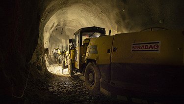 image inside the tunnel with STRABAG machinery