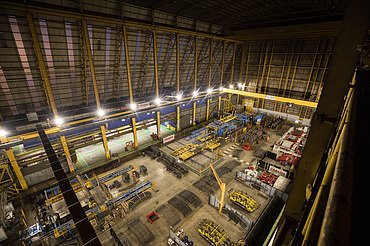 Birds-eye view of the Hartlepool Advanced Manufacturing Facility showing the steel cage production