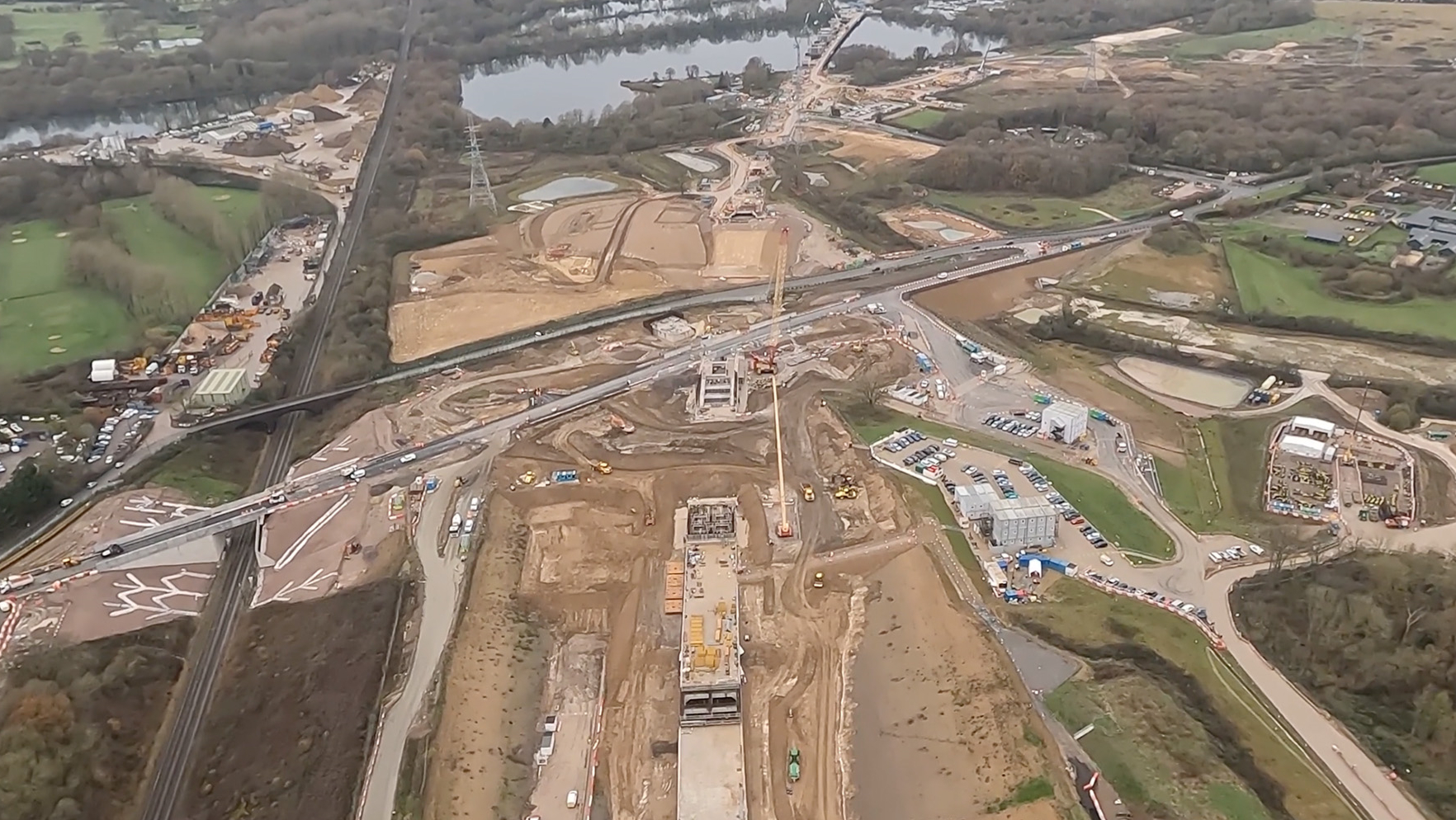 Aerial view of the 870-metre section of Harvil Road, London, as part of the HS2 London Tunnels and Approaches
