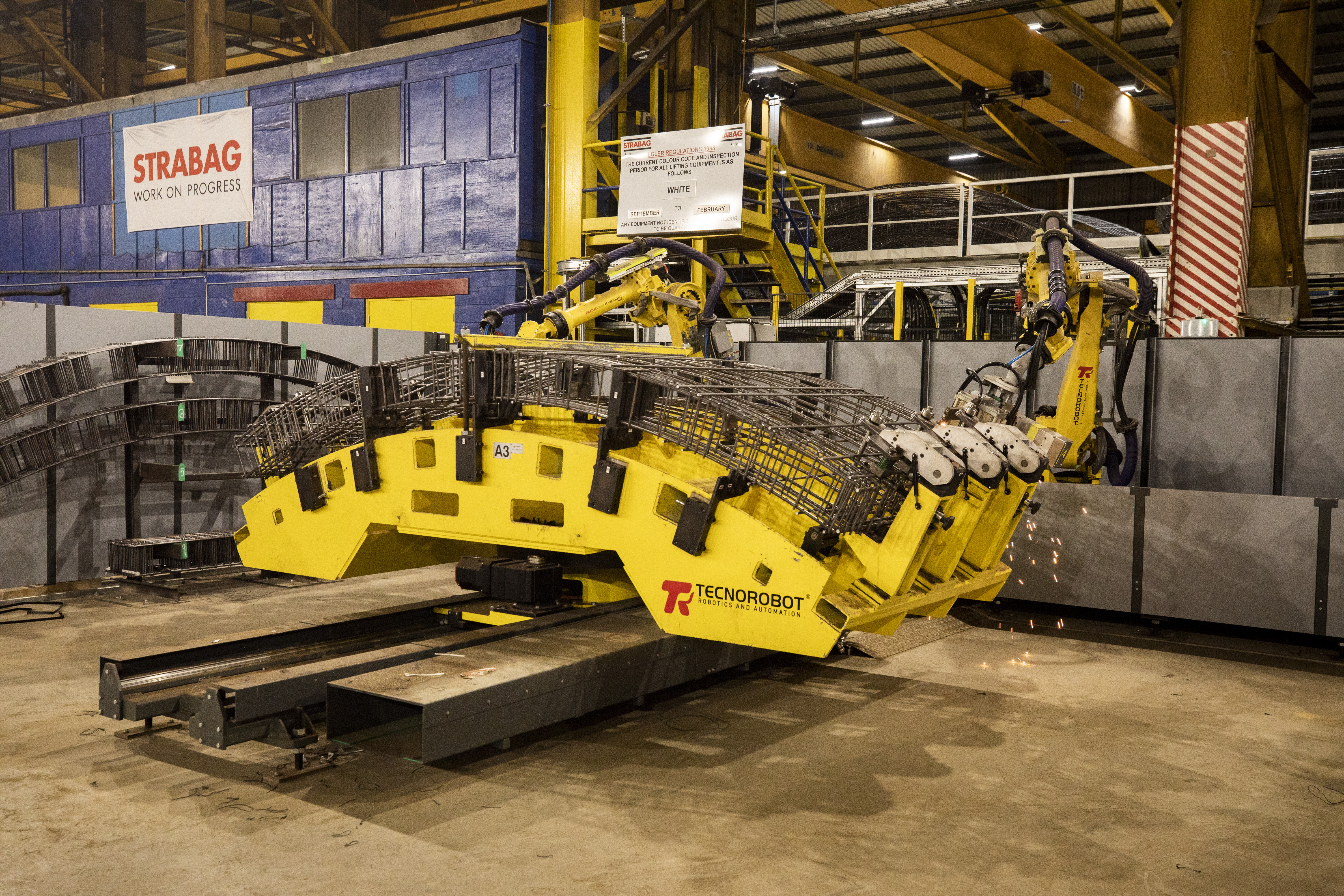 The advanced robotics at the Hartlepool segment factory assembling a steel cage