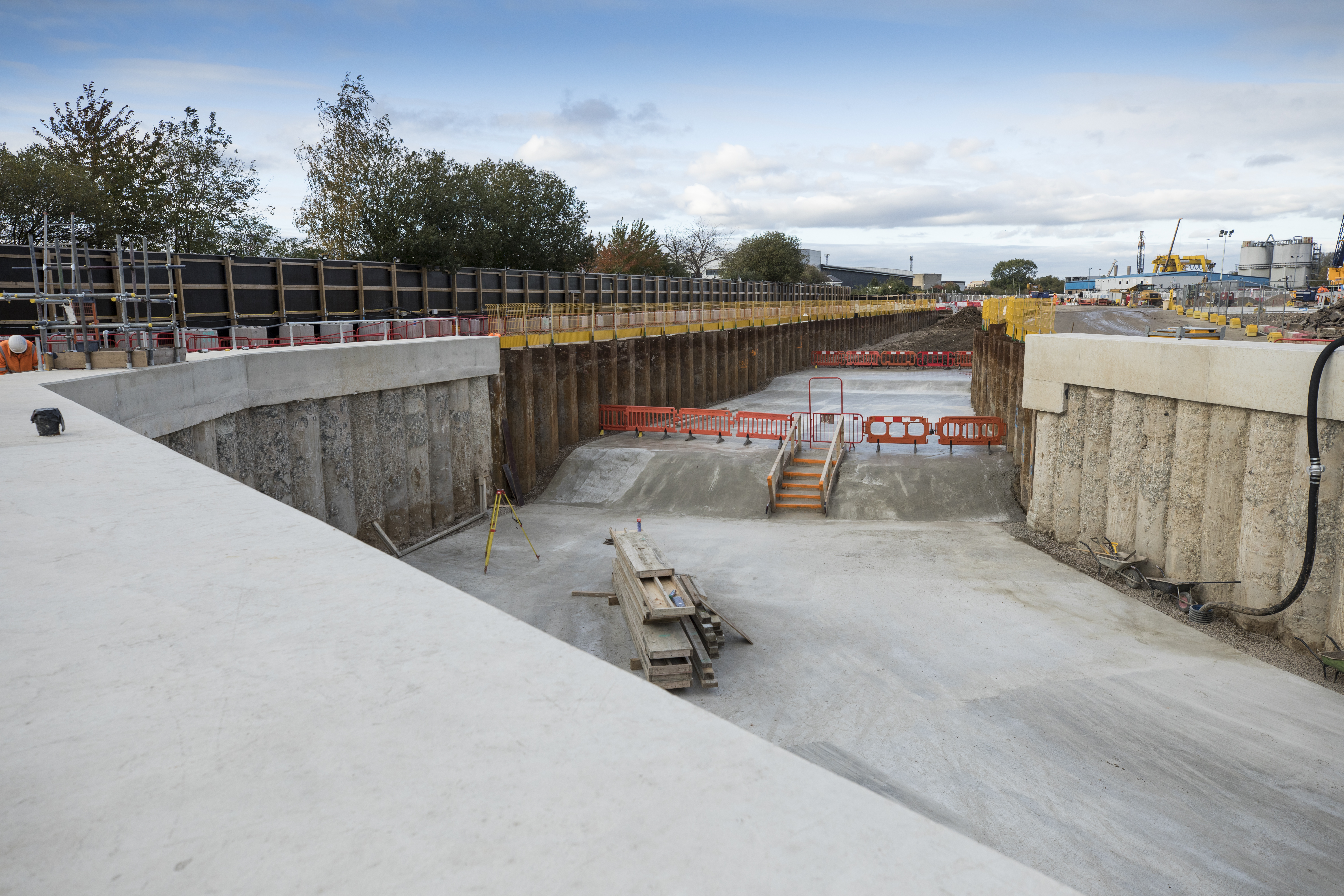 Retaining wall structure at the Euston Approaches in London. 