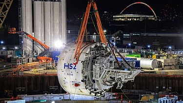Part of TBM Anne being lowered into the Victoria Road Crossover Box 