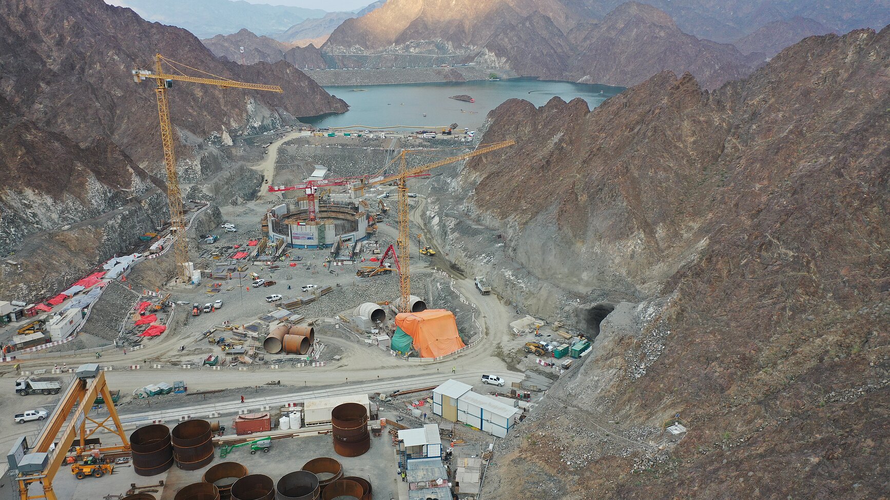 Aerial image of the Hatta Pumped Storage Hydro Power Plant near Dubai