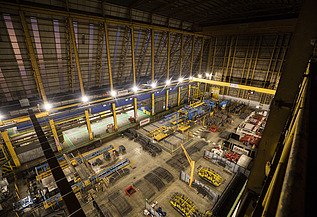 Birds-eye view of the Hartlepool Advanced Manufacturing Facility showing the steel cage production