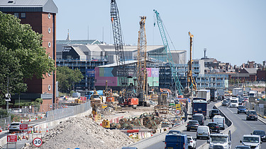 Image showing the confined site positioned between A63 East/ West bounds and slip roads.