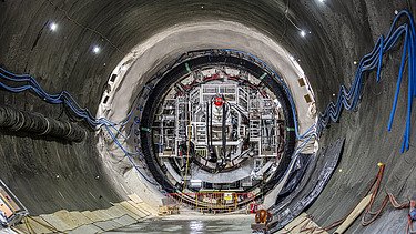 Distance image of a TBM inside a tunnel 